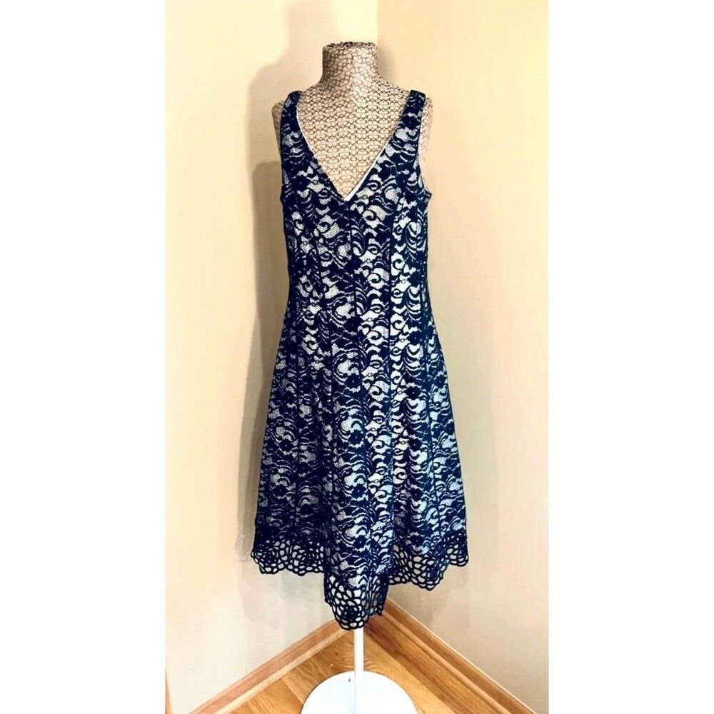 Donna Ricco Dress Black Lace Size 8
